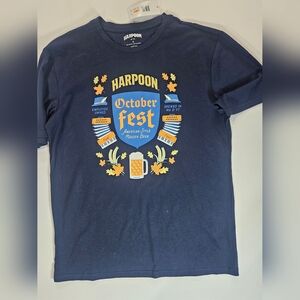 NWT Harpoon Brewery Octoberfest Mens Size Small T-Shirt Navy‎ Blue Beer Tee